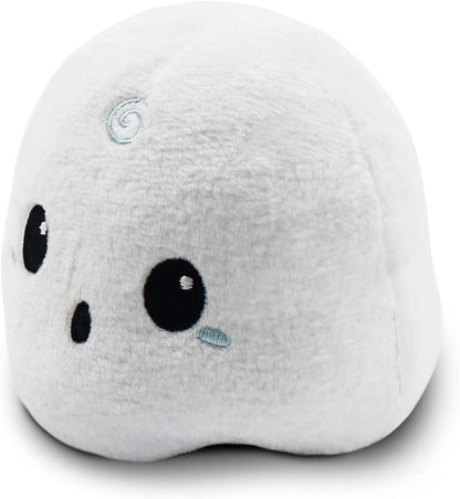 TeeTurtle - The Original Reversible Ghost Plushie - White + Black - Cute Sensory Fidget Stuffed Animals That Show Your Mood - Perfect for Halloween!