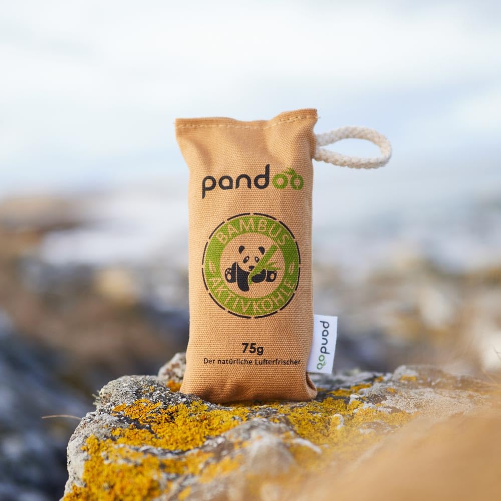 pandoo natural bamboo air freshener with active charcoal, air purifier and air dehumidifier, room air purifier and air freshener, absorbs odours and filters harmful substances and allergens