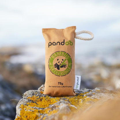 pandoo natural bamboo air freshener with active charcoal, air purifier and air dehumidifier, room air purifier and air freshener, absorbs odours and filters harmful substances and allergens