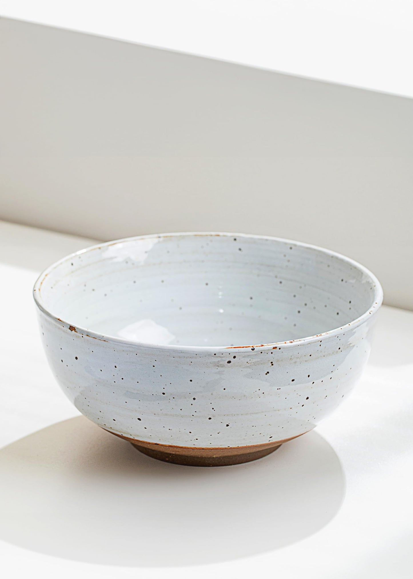 KuJaRen Mixing and Serving Bowl - 9 inch Ceramic Stoneware, Handmade White, Microwave & Dishwasher Safe
