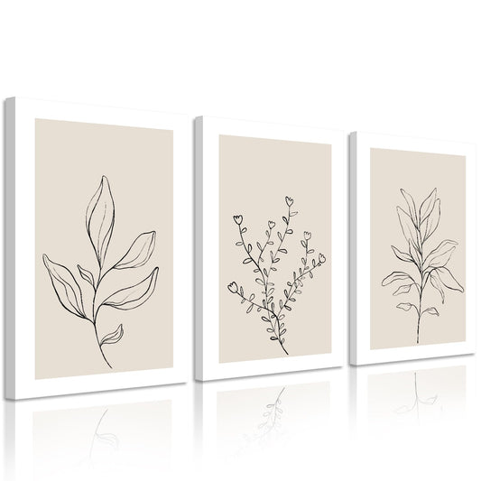 Watercolor Botanical Wall Art Set of 3 Boho Floral Canvas Wall Decor Prints Sage Green Wildflower Wall Art Modern Flower Pictures Botanical Painting for Bedroom Bathroom 16x24 Inch Unframed