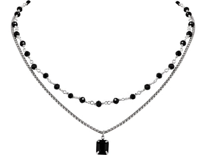 Sacina Gothic Boho Crystal Necklace, Layered Necklace, Black Choker, Gothic Choker, Christmas New Year Jewelry Gift For Women