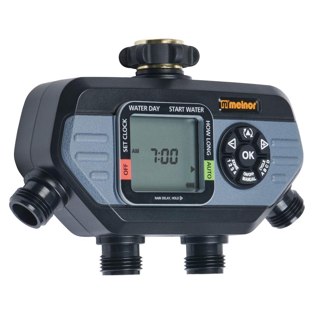 Melnor 73280 Digital Water Electronic Hose Timer, 4 Zone, Black/Gray