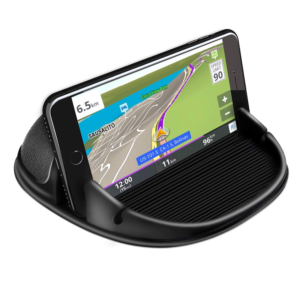 Cinati Car Phone Holder, Car Phone Mount Silicone Vehicle Pad Mat for Various Dashboards, Slip Free Desk Phone Stand Compatible with iPhone, Samsung, Android Smartphones, GPS Devices and More, Black