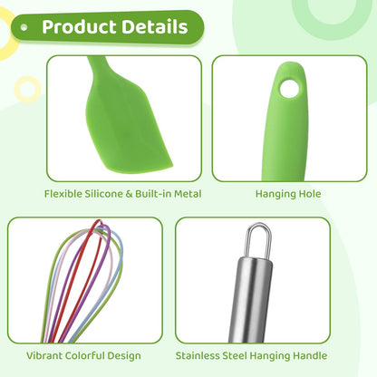 24 PCS Silicone Spatula and Whisk Set, 8 in Colorful Mini Silicone Spatulas and Whisks, Non Stick Flexible Kitchen Mixing Tools for Baking Cooking Party Supplies