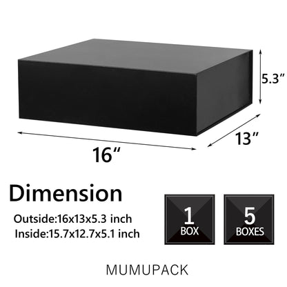 MUMUPACK Black Gift Box 16x13x5.3 Inches,Groomsmen Gift Box With Magnetic Lid,Large Gift Boxes For Easter, Mother's Day, Weddings, Graduations, Birthdays, Bridesmaids Gifts And More
