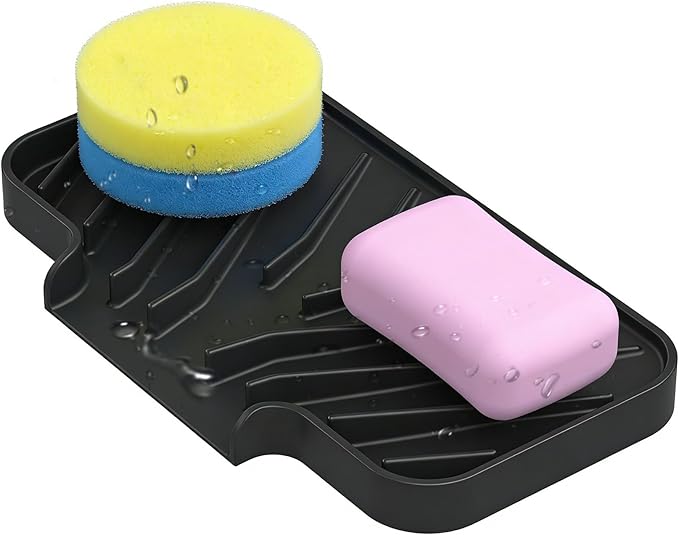 Sponge Holder for Kitchen Sink, Dish Sponge Holder & Soap Tray