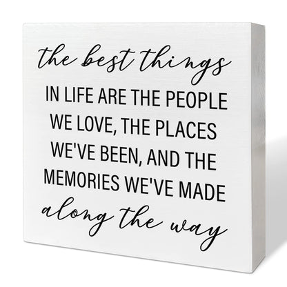 Home Office Desk Wooden Box Sign Decor, The Best Things in Life Are The People We Love, Inspirational Quotes Desk Decor Motivational Decorations for Women Men Student Office Classroom School