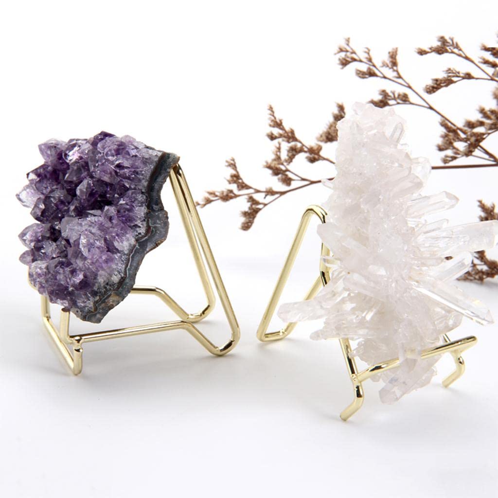 FytStycale Mineral Display Stand Geode Rack Metal Crystal Holder Shelf Suitable for Home Office Showroom Ornament, L