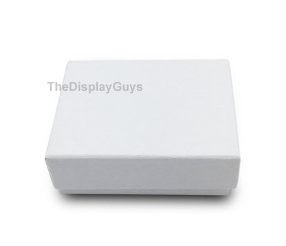TheDisplayGuys - 25-Pack #11 Cotton Filled Cardboard Paper Jewelry Boxes Gift Case - White Swirl (2.1" x 1.8" x 0.8") - for Shipping or Storage