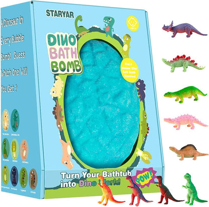 STARYAR Bath Bombs for Kids with Surprise Toys Inside, Kids Christmas Gifts, Stocking Stuffers for Kids Boys, XXXL Dinosaur Egg Bubble Bath Bombs Gift Set, Dino Eggs Toys for Boys 3 4 5 6 7