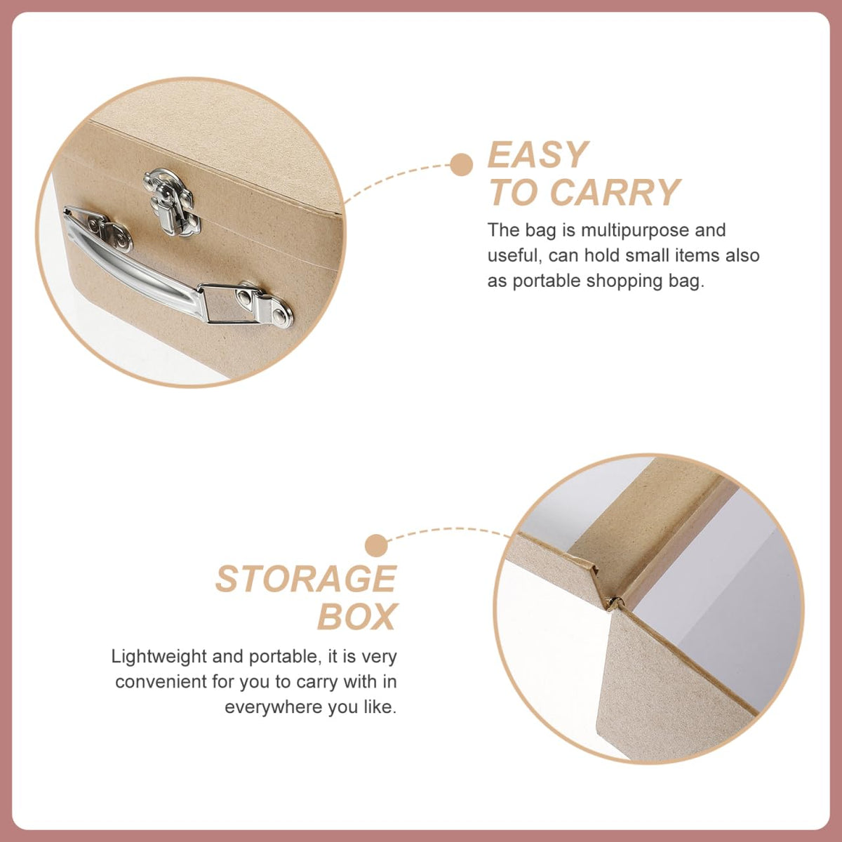 VILLCASE Cardboard Suitcase Box with Handle - Decorative Thickened Paperboard Storage Box for Crafting Organizing and Gifting Jewelry, Stationery, Wedding Party Favors 10x7.5x3.9 inch