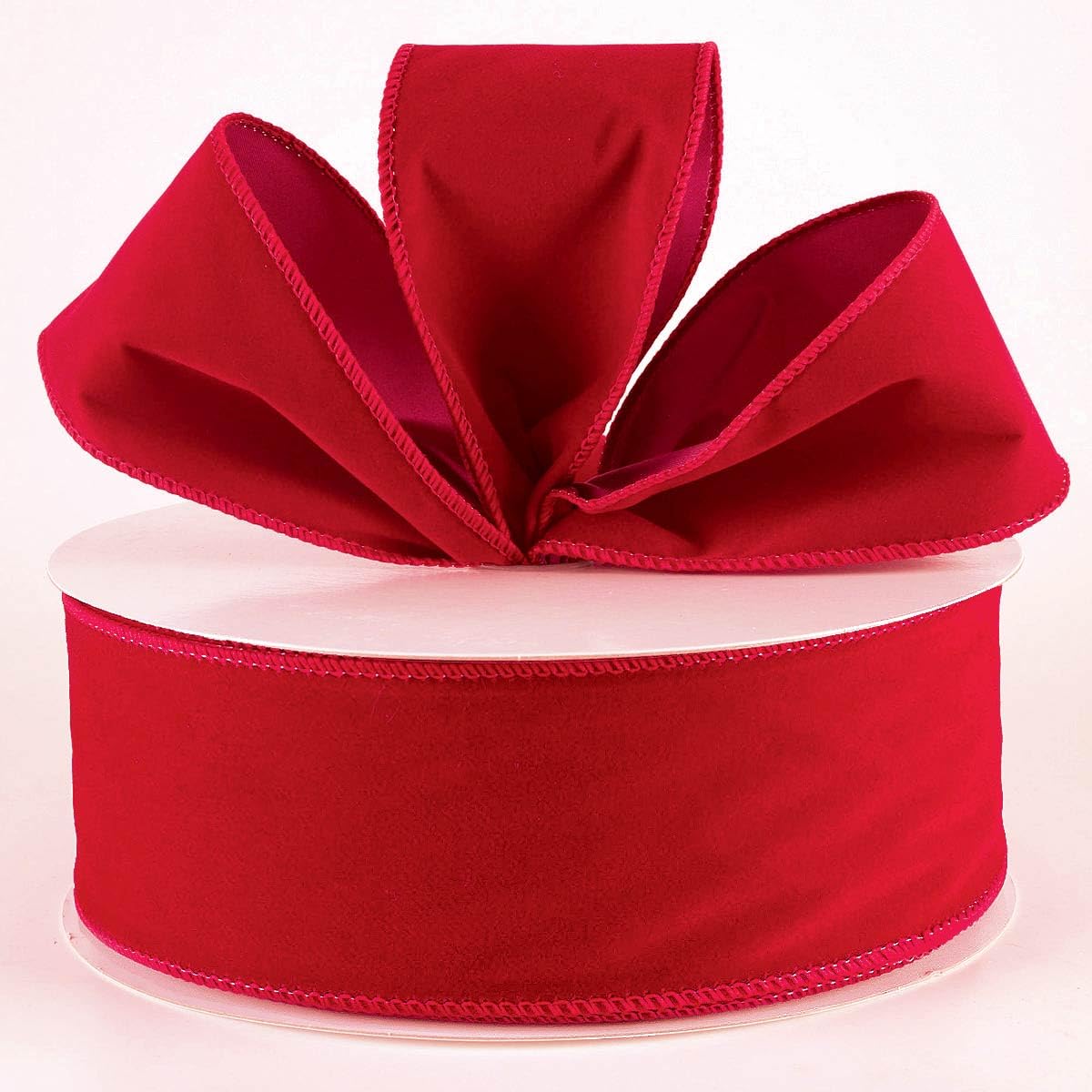 Red Velvet Ribbon Wired 2.5 Inch Wide X 30 Yards Long Wire Edge Trim Christmas Tree Ribbons for Gift Wrapping Indoor Outdoor Bows Xmas Trees Decoration Trimmings Gifts Wreaths Home Decor Tree Topper