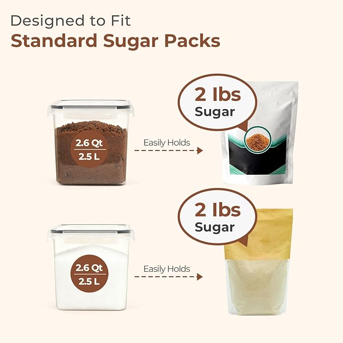 ComSaf Brown Sugar Container Set of 2, Airtight Food Storage Containers