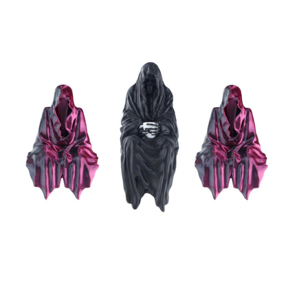 YOUSCPN 3 Pack Hallowen Gothic Decor Sitting Statue | Desktop 3D Printed Figure | 1Pack 4" Black & 2 Pack 2'' Purple Devil Hand Statues for Home Decoration