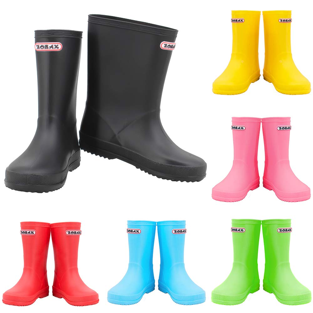 Zorax - UK5 Adult - EU36 - Black Girls Boys Waterproof Non-Slip Kids Motorbike Rain Boots Kids Rain Shoes Wellies Unisex Children Wellington Boots