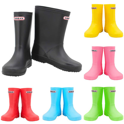 Zorax - UK5 Adult - EU36 - Black Girls Boys Waterproof Non-Slip Kids Motorbike Rain Boots Kids Rain Shoes Wellies Unisex Children Wellington Boots
