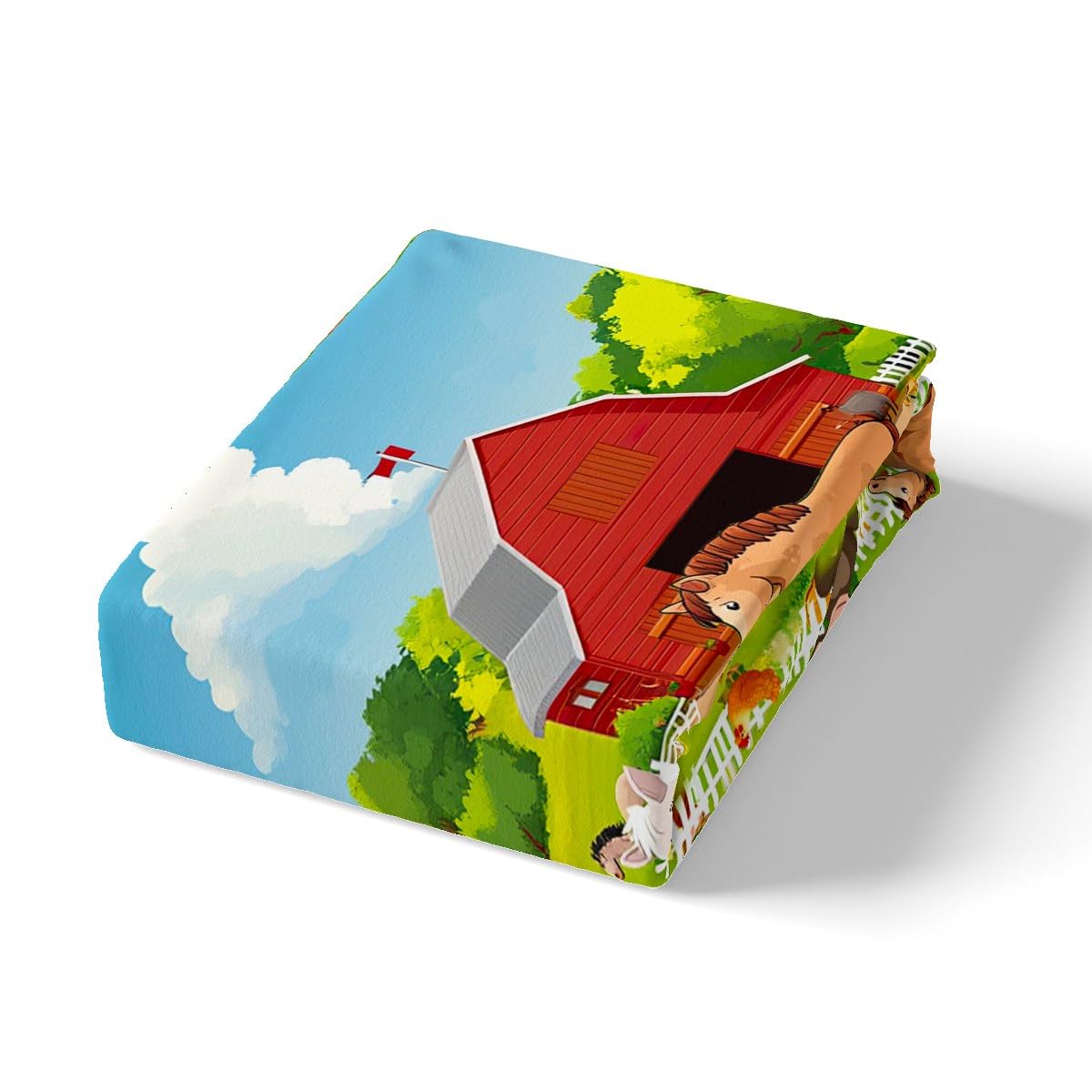 Feelyou Kids Bedding Set Cartoon Farmhouse Duvet Cover Set Cute Farm Animal Boys Girls Toddler Comforter Cover Country Style Quilt Cover with 2 Pillowcases King Size