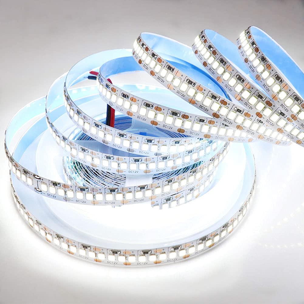 SUYOOULIN LED Strip Lights, SMD 2835 LED Strip, DC12V 1200LEDs 16.4Ft 26000LM High Density LED Light Strips Waterproof IP65, 3 Times Brightness Than SMD3528 LED Strip, Cool White 6500K