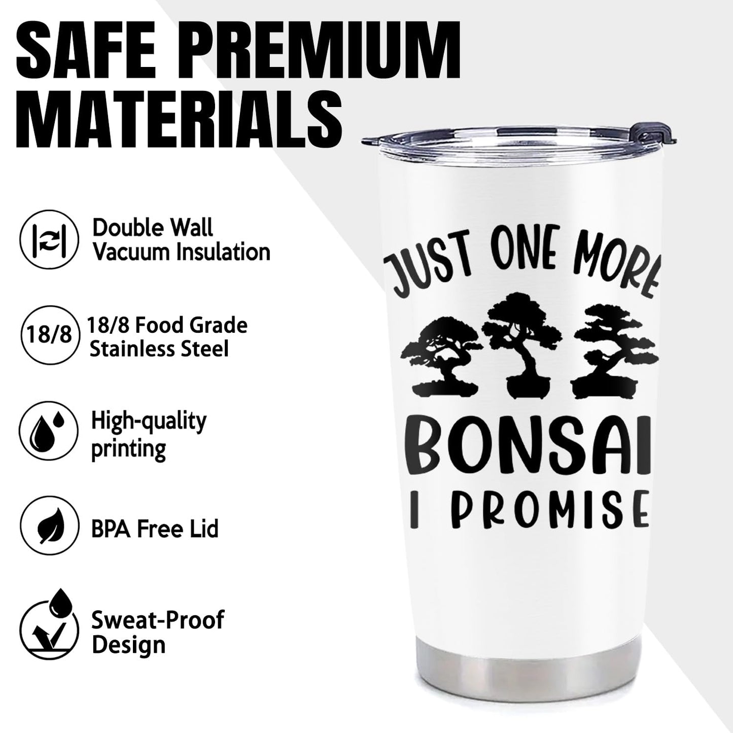 BSHELLOE Bonsai Gardening Gifts - Stainless Steel Vacuum Insulated Tumbler 20 Oz