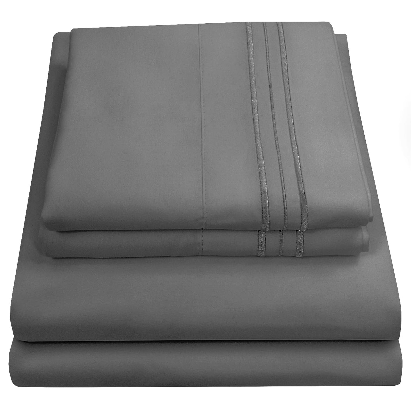 Queen Size Bed Sheets - Breathable Luxury Sheets with Full Elastic & Secure Corner Straps Built In - 1800 Supreme Collection Extra Soft Deep Pocket Bedding Set, Sheet Set, Queen, Gray