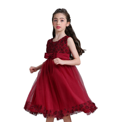 Acecharming Flower Girl Dresses for Wedding, Bridesmaid Baby Girl Pageant Elegant Lace Tulle Baptism Princess Party Dress
