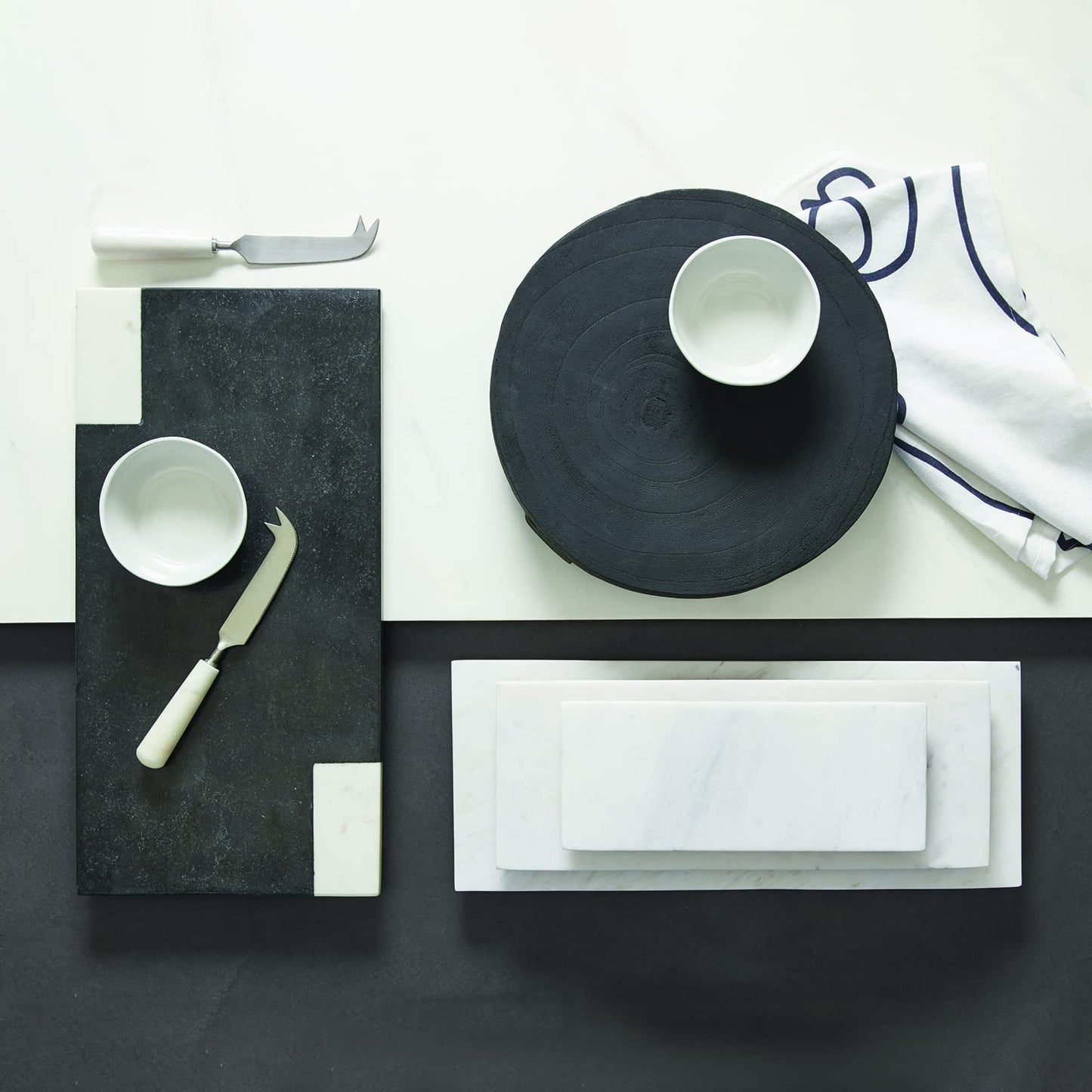 Santa Barbara Design Studio Table Sugar Marble Serving Board, Medium, White