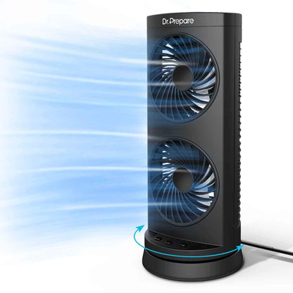 Dr. Prepare Tower Fan Oscillating, Portable Desk Fan with 3-Speed Options, 110° Oscillation, 3 Timers, Personal Quiet Table Fan for Home Office Desktop Bedroom, UK 3-Pin Plug