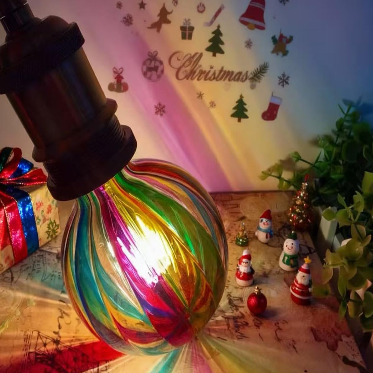 POXIN G95 Glass LED Light Bulb,E26 Base Warm Light 2700K 6 Watts LED Light Bulbs,Rainbow Sunflower Tiffany Lamp for Bedside Living Room Dormitory Dining Room Decorate Gift