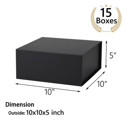 MUMUPACK 15 Pack Magnetic Gift Box With Lid 10x10x5,Black Gift Boxes Bulk,Luxury Bridesmaid Proposal Box,Small Magnetic Closure Box Boxes For Presents,Wedding,Business