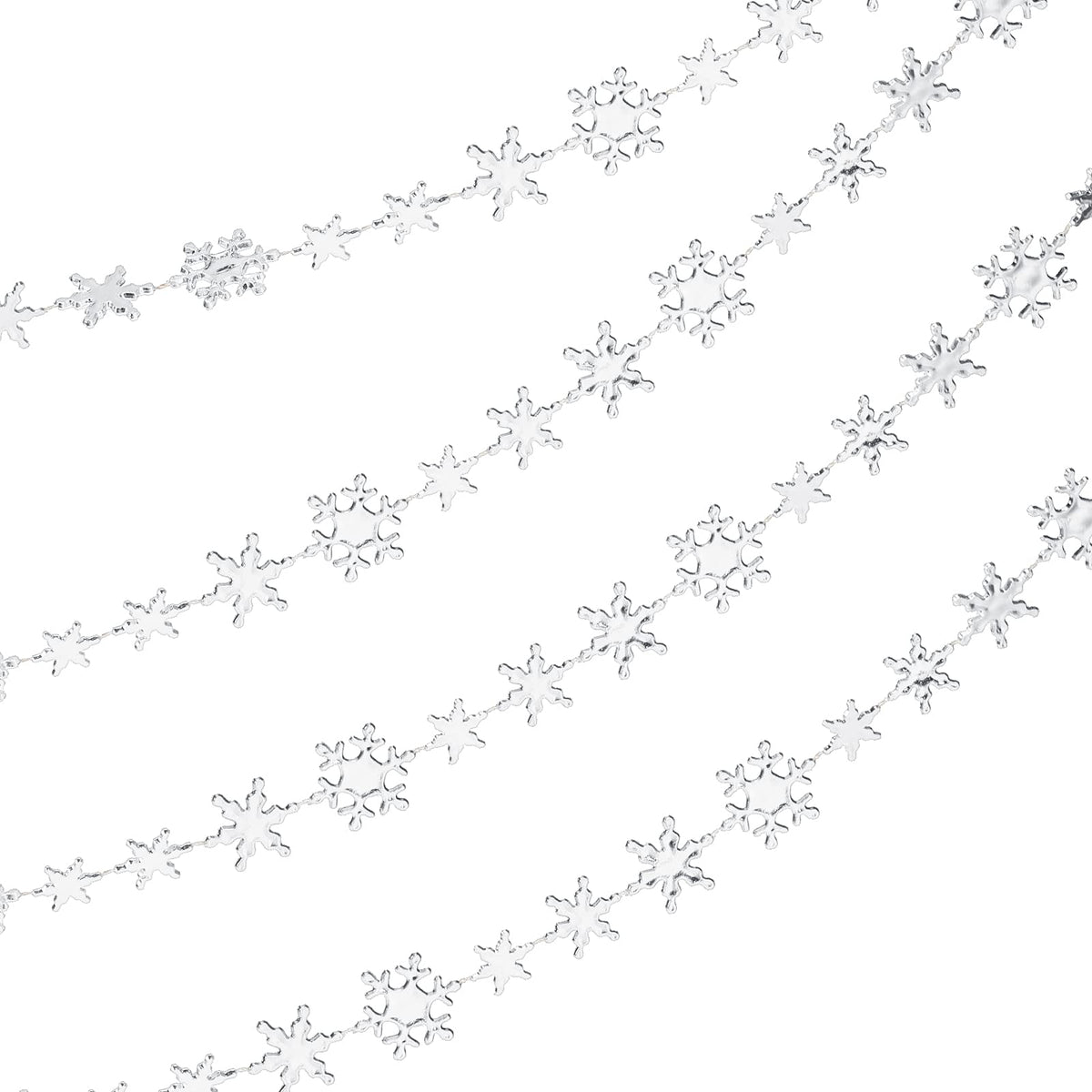 Boao Snowflake Garland for Christmas Tree Ornaments Winter Plastic Snowflake Hanging Ornaments for Christmas Tree Decorations Baby Shower Party Supplies Wedding(10 Meters,Silver)