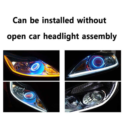 LEADTOPS LED Daytime Running light Turn Signal Bulb 24In Switchback Sequential Headlight DRL Strip Flexible Tube Dual Color White Amber/Yellow Angle Eye Neon for Car Motorcyle 2-Pack