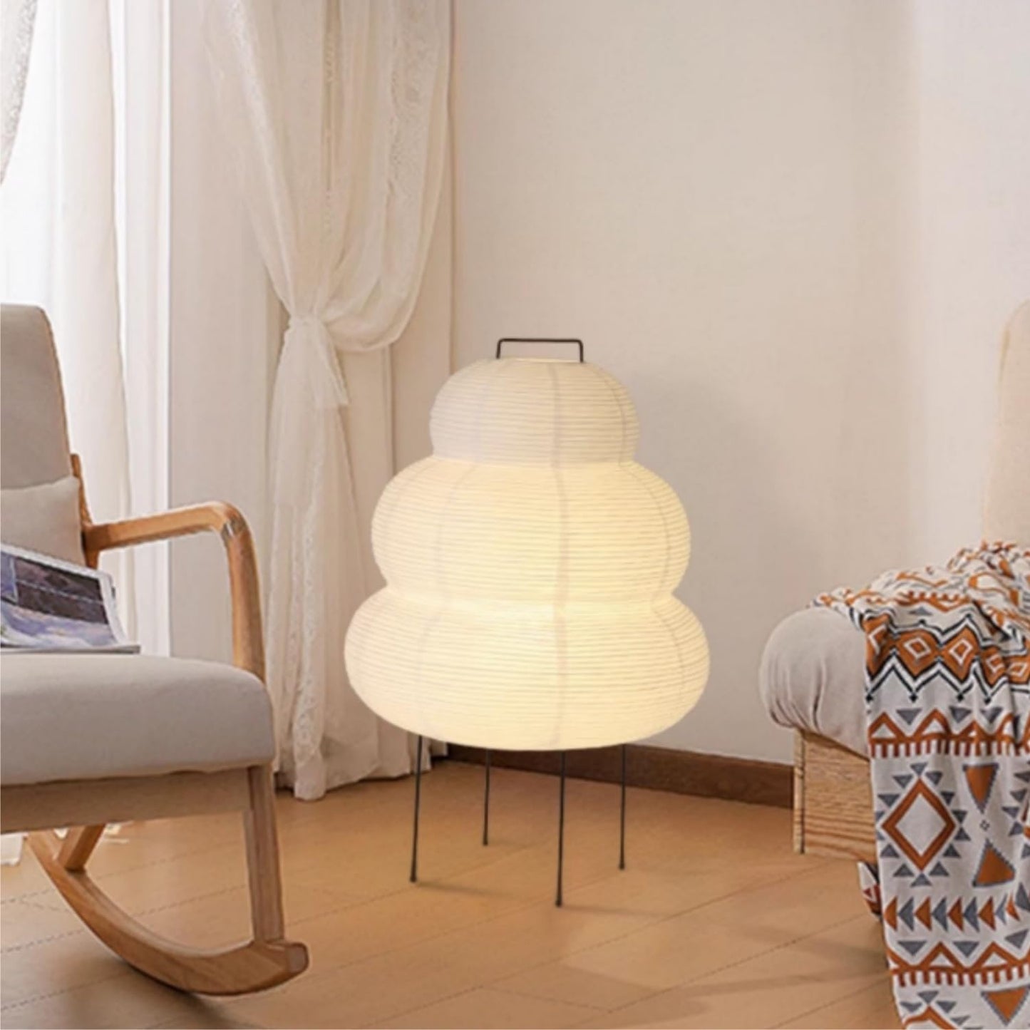 CMHSYTKE Noguchi Style Akari Floor Lamp, Rice Paper Lantern for Establishing A Warm and Cozy Ambiance in Any Room (Cloud), Japanses Floor Lamp