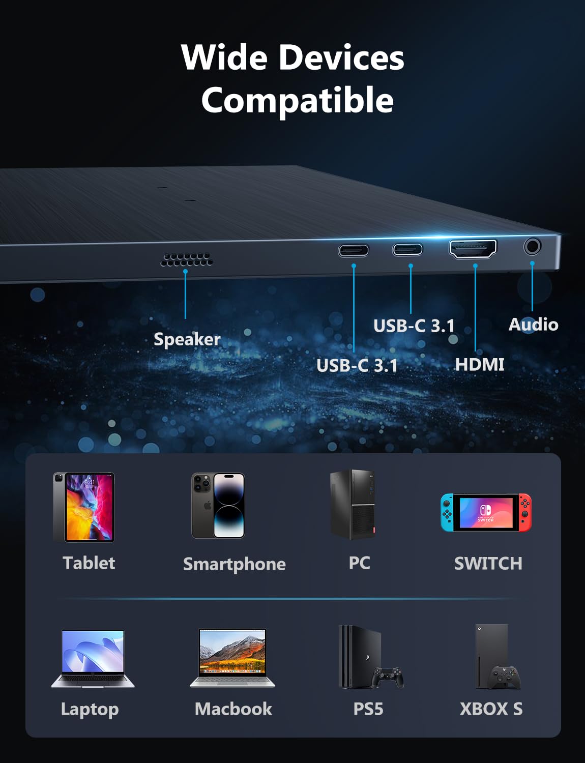 4K Portable Monitor, 16" 3840x2400 IPS Laptop Screen, 1500:1, 400 Nits Screen USB C HDMI Computer Gaming Display with Speakers & Smart Cover, Travel Monitor for PC Phone PS5/4 Xbox Switch