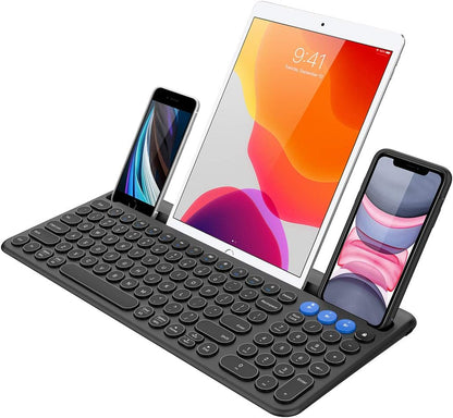 Arteck Wireless Bluetooth Keyboard for Windows, iOS, Android, Computer, Laptop, Smartphone - Multi-Functional with Built-in Cradle