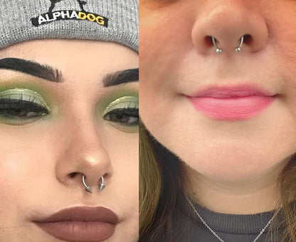 Longita Fake Septum Ring Non Piercing Fake Septum Piercing Faux Nose Jewelry Clip on Temporary no Pierced Horseshoe Silver Black for Halloween