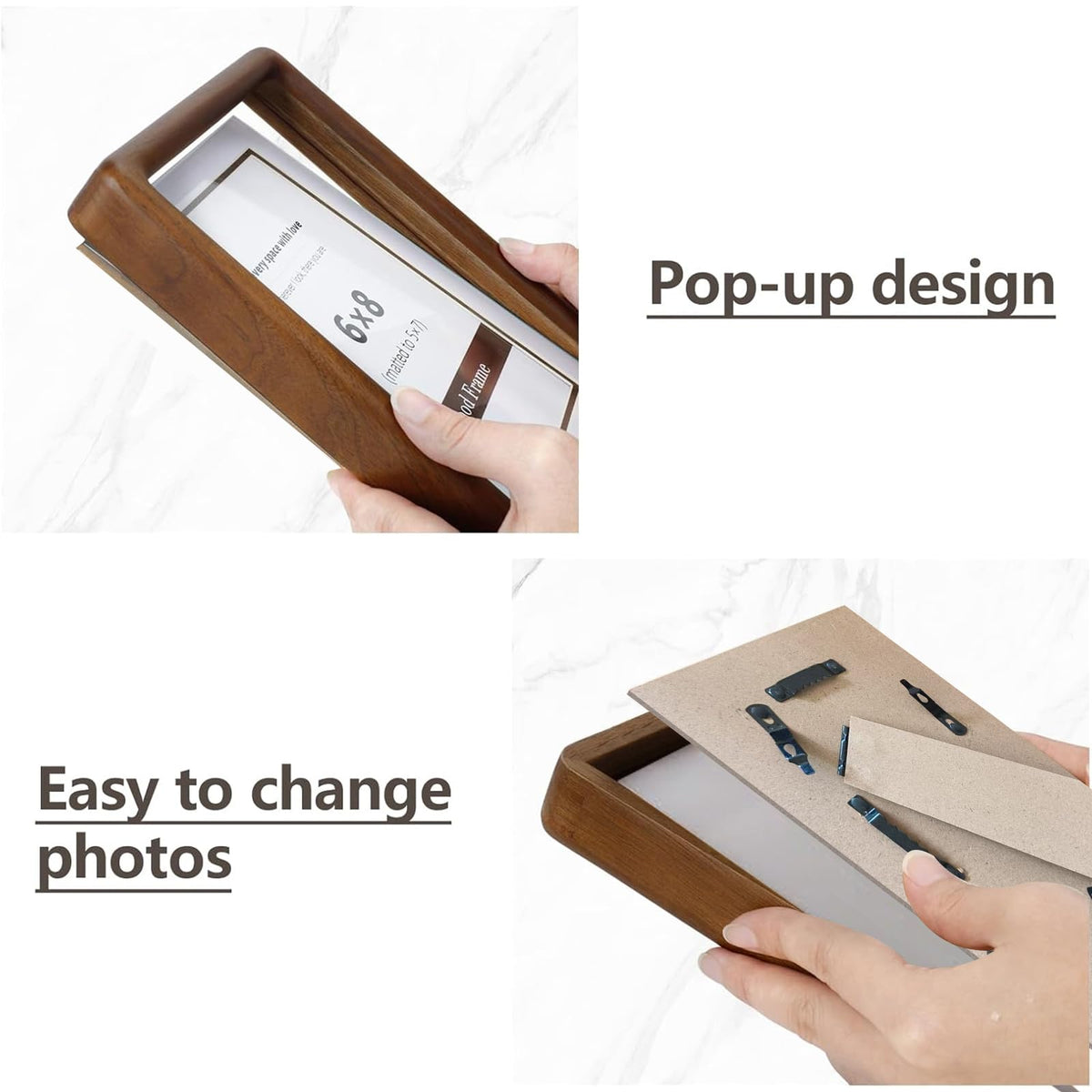 SZKYSJGS 2Pack 11x14 Wood Picture Frame, Solid Natural Walnut Rounded Corner Photo Frame with Tempered Glass, 11 x 14 Wooden Frame Matted to 8x10, Wall or Tabletop Display