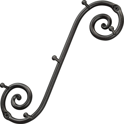 RTZEN Farmhouse Small Key Holder for Wall - Handcrafted Swirl Decorative 5 Key Hooks for Home Entryway - Wrought Iron Wall Mount Rack Purse Coat and Leash Holder or Organizer (Vertical Black)