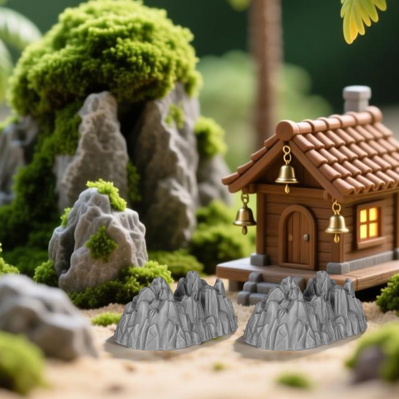 YARNOW 20Pcs Miniature Rockery Statues Realistic Plastic Rocks for Garden Mini Rockery Ornament Landscape Mountain Model Home Office Dcor