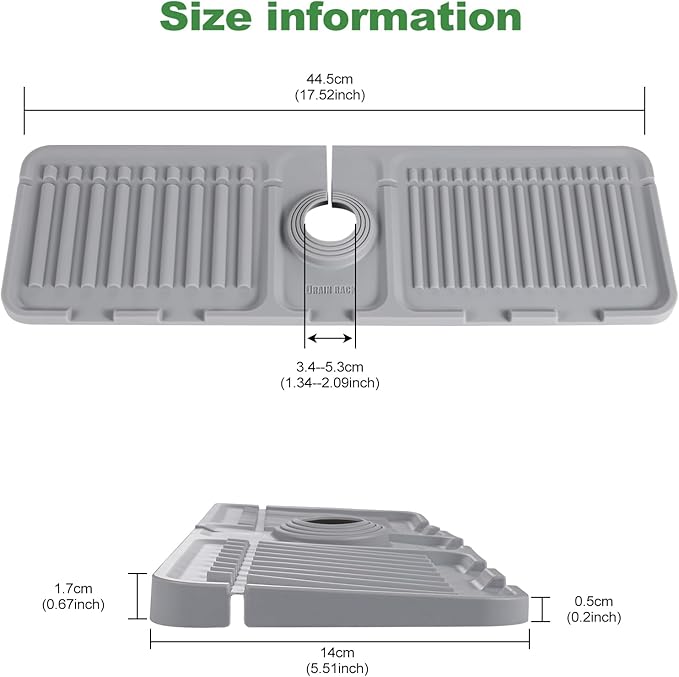 Kingmall Faucet Mat for Kitchen Sink, Premium Silicone Splash Guard