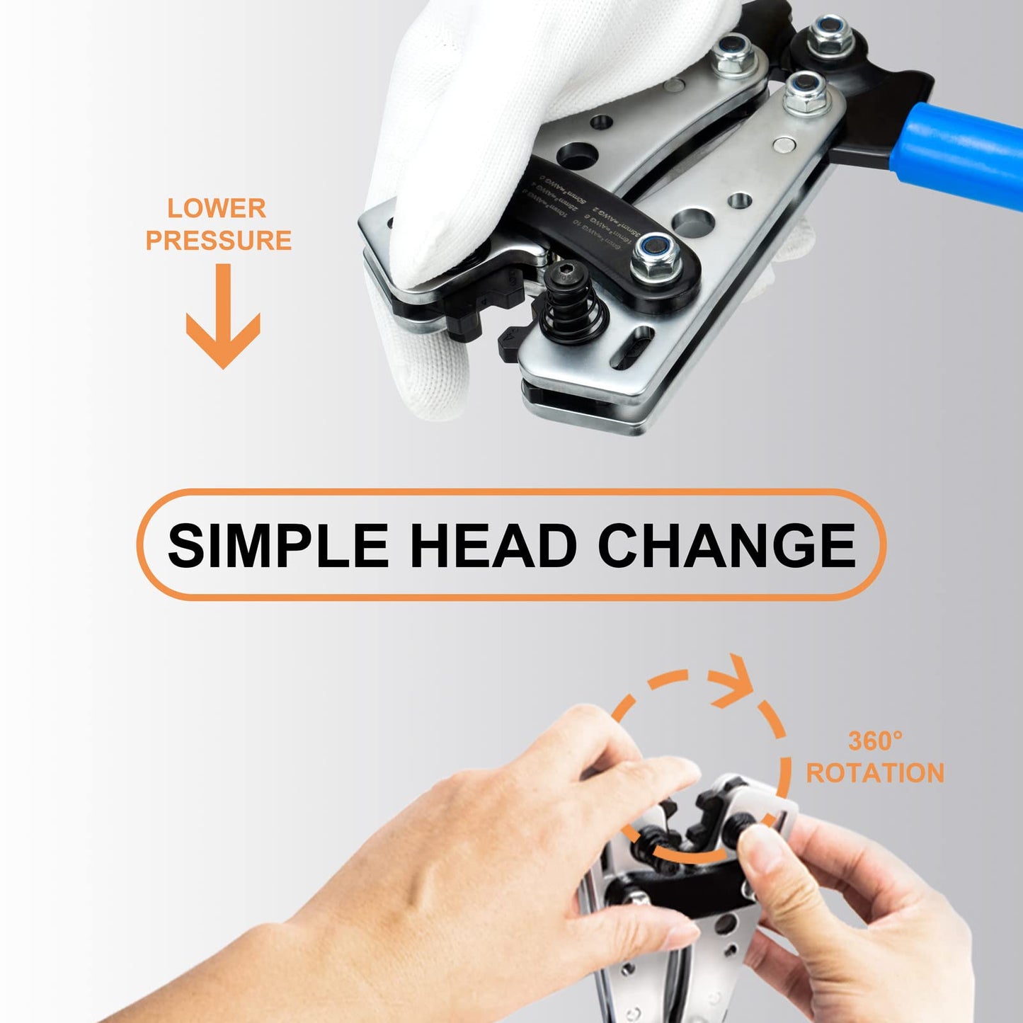 Sanuke Battery Cable Lug Crimping Tool Kit with Cable Cutter 60pcs Ring Terminals 60pcs Heat Shrink Tubing and A Bag, Wire Crimper for AWG 10-1/0 Electrical Lug