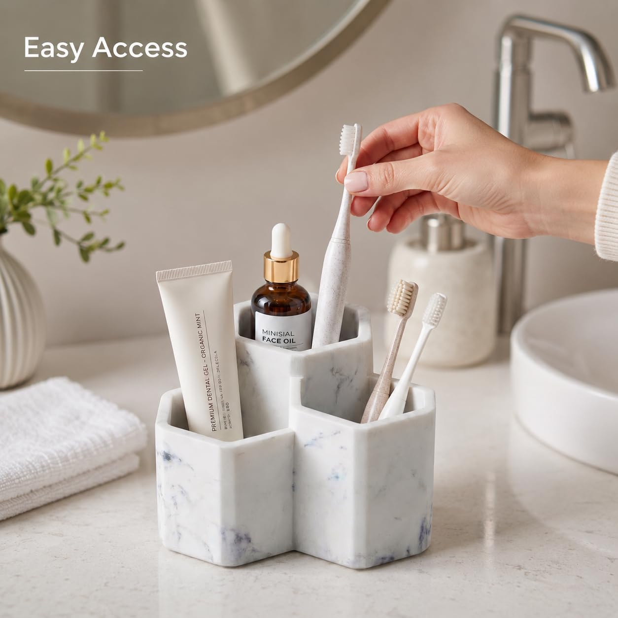 Resin Toothbrush Holders for Bathrooms, Electric Toothbrush and Toothpaste Holder,3 Slots Tooth Brush Organizer for Bathroom Countertop, Shower, Vanity