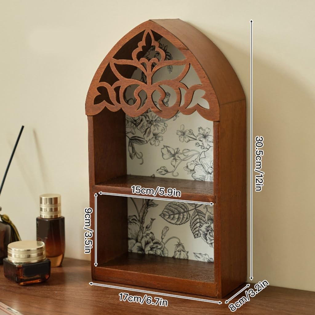 Xanorrg Elegant Multilayer Styles Wall Shelf Featurings Precise Engraveds Pattern Home Decoration Display Stand Gothics Wall Shelf（6.7x3.2x12in）
