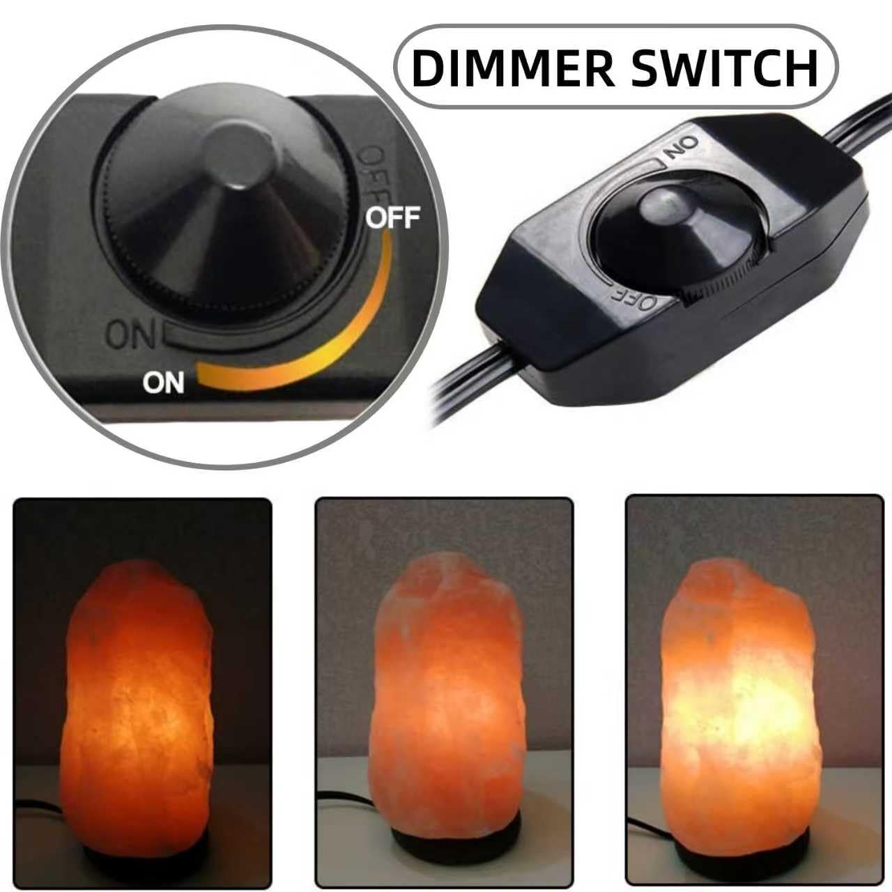 JIEOADOU Himalayan Salt Lamp Cord, with Dimmer Switch,Christmas Bulb, Cord with Dimmer Control and Base Assembly,6 Feet,2-Pack for Himalayan Salt Lampsand with 6 Free 15Watts Bulbs for Salt Lamp