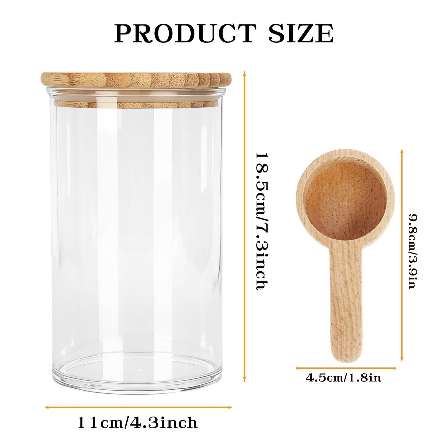 Klmnop 1200ML/42OZ Acrylic Bath Salt Jar with Wooden Scoop, Bath Salt Container with Sealing Lid for Bathroom Kitchen Storage Salt Candy Tea(Clear, Style 2)