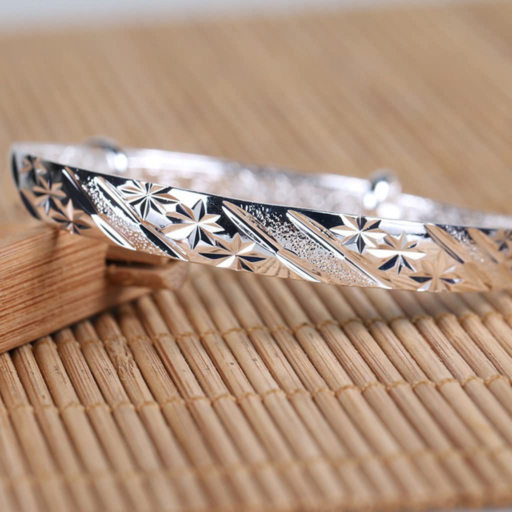 Sterling Silver Bangle Bracelets for Women, Handmade Bracelet for Women, Birthday Gifts for Women, Mom Gifts (Silver-9)