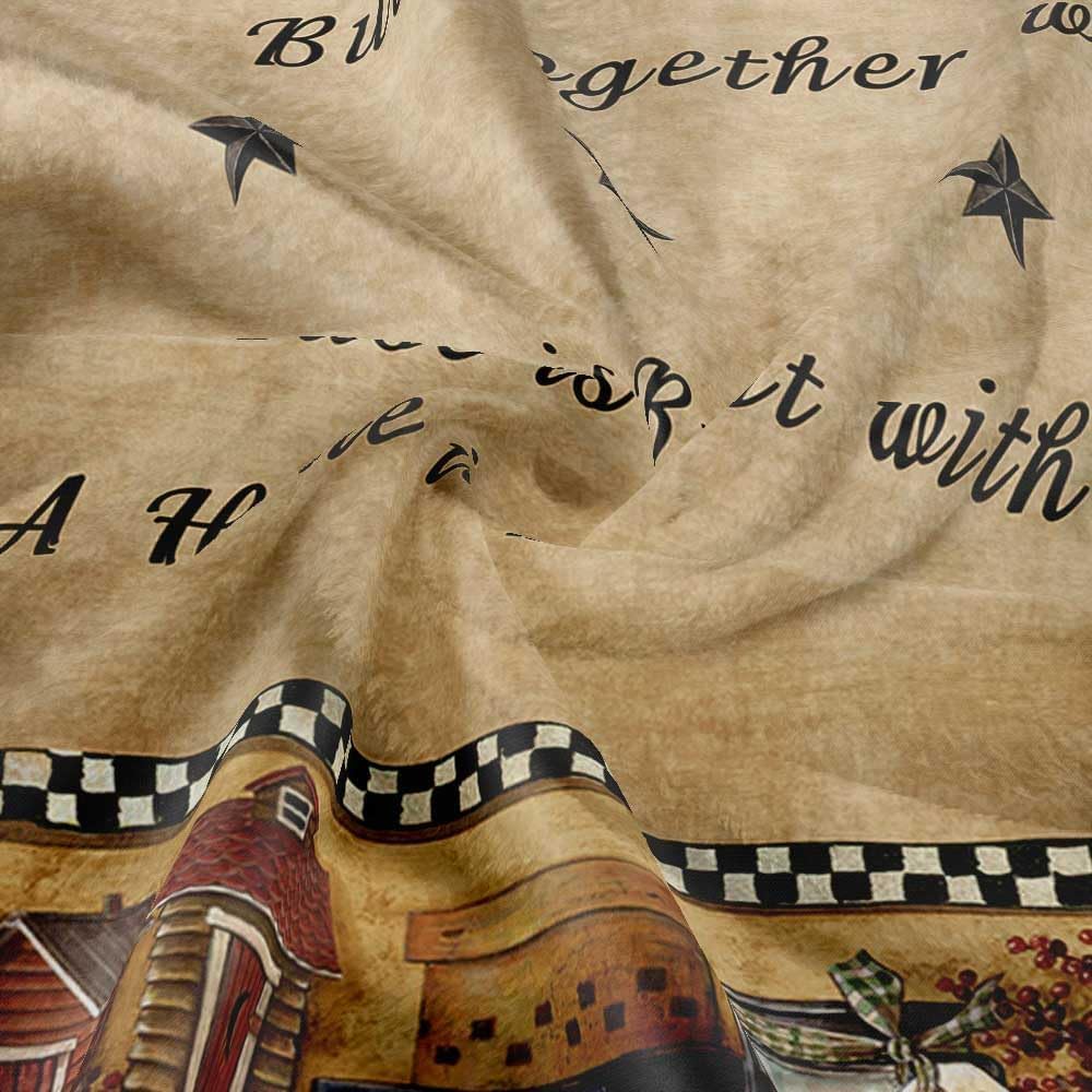 DYNH Country Throw Blanket, Rustic Western Star Country Stars with Berries and Funny Words Country Primitive Throw Flannel Blankets, Primitive Country Plush Cozy Fuzzy Blanket 50" x 60"