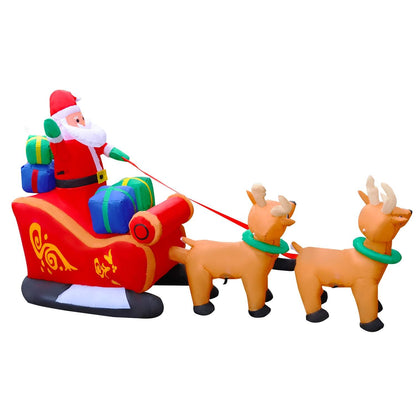 SEASONBLOW 8 Ft LED Inflatable Christmas Reindeer Pull The Sleigh Take Santa Claus Xmas Decoration for Yard Lawn Garden Home Party Indoor Outdoor