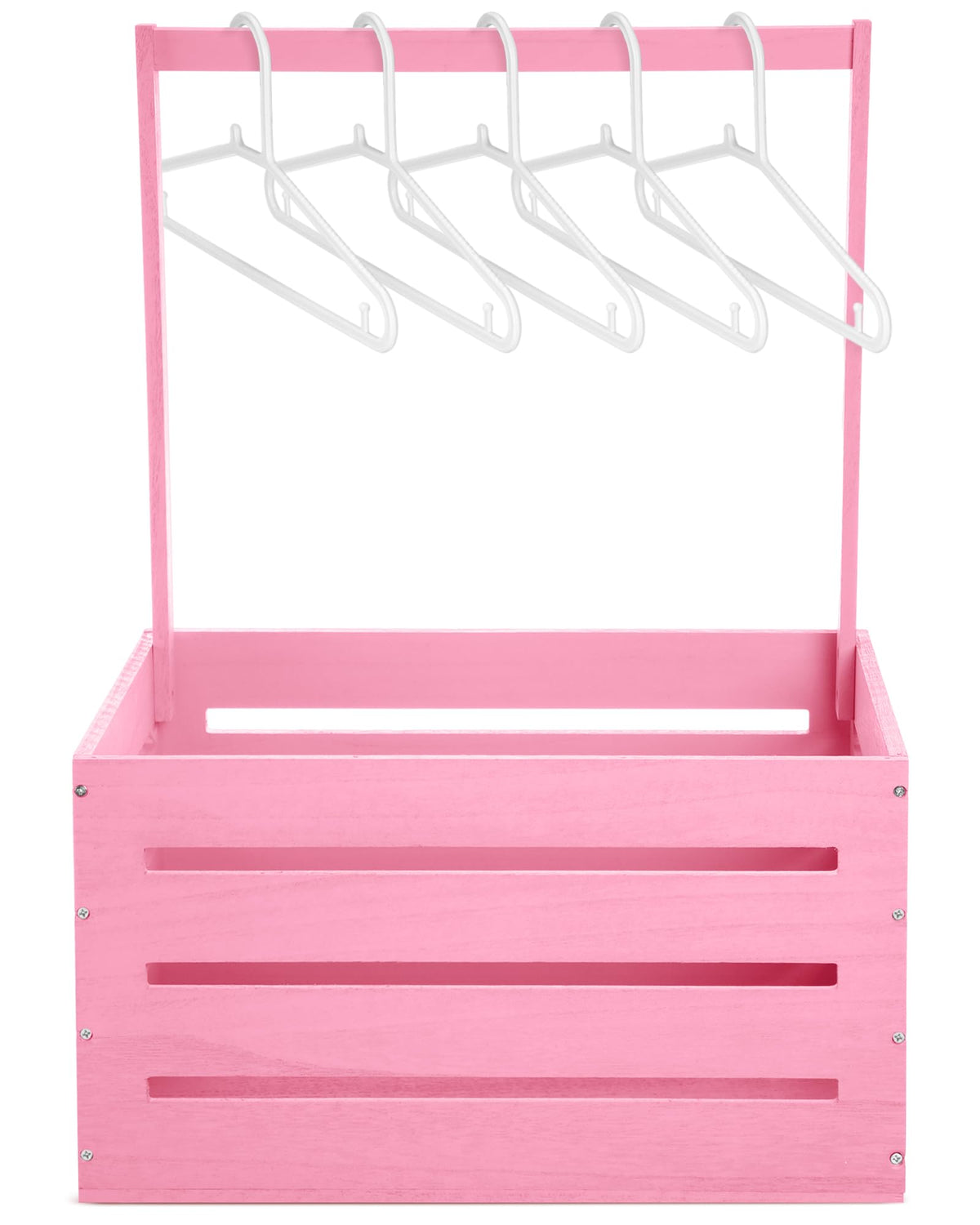 Suzile Wooden Baby Shower Crate Closet Wood Basket for Gifts with Handle Boy Girl Clothes Gender Reveal Storage Box for Newborn New Parent(Pink)