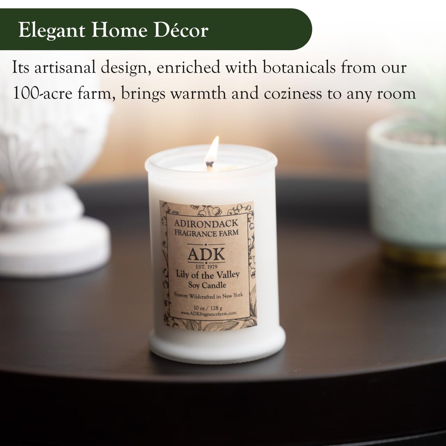 ADK Lily of The Valley Scented Candle, 10 Oz Aromatherapy Candle, Proudly Poured in The USA, Natural Wax for Relaxation and Home Décor, for Gift, Kitchen, and Living Spaces